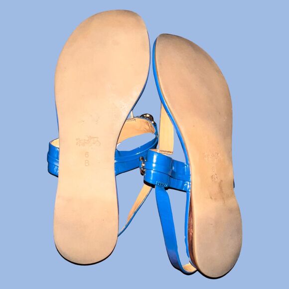 Coach Women's Blue 'Caterine' Sandals with Gold Accents Size 6B - Picture 4 of 5